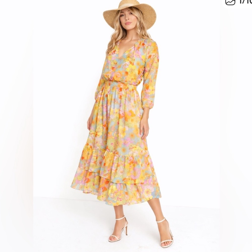 Show Me Your Mumu Cait Midi Dress Groovy Blooms